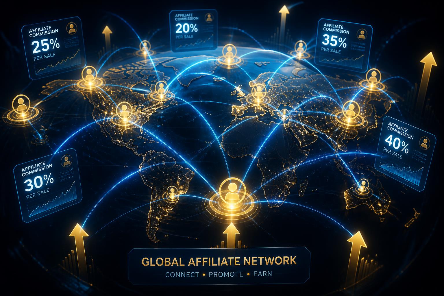 Global affiliate referral network of connected markets