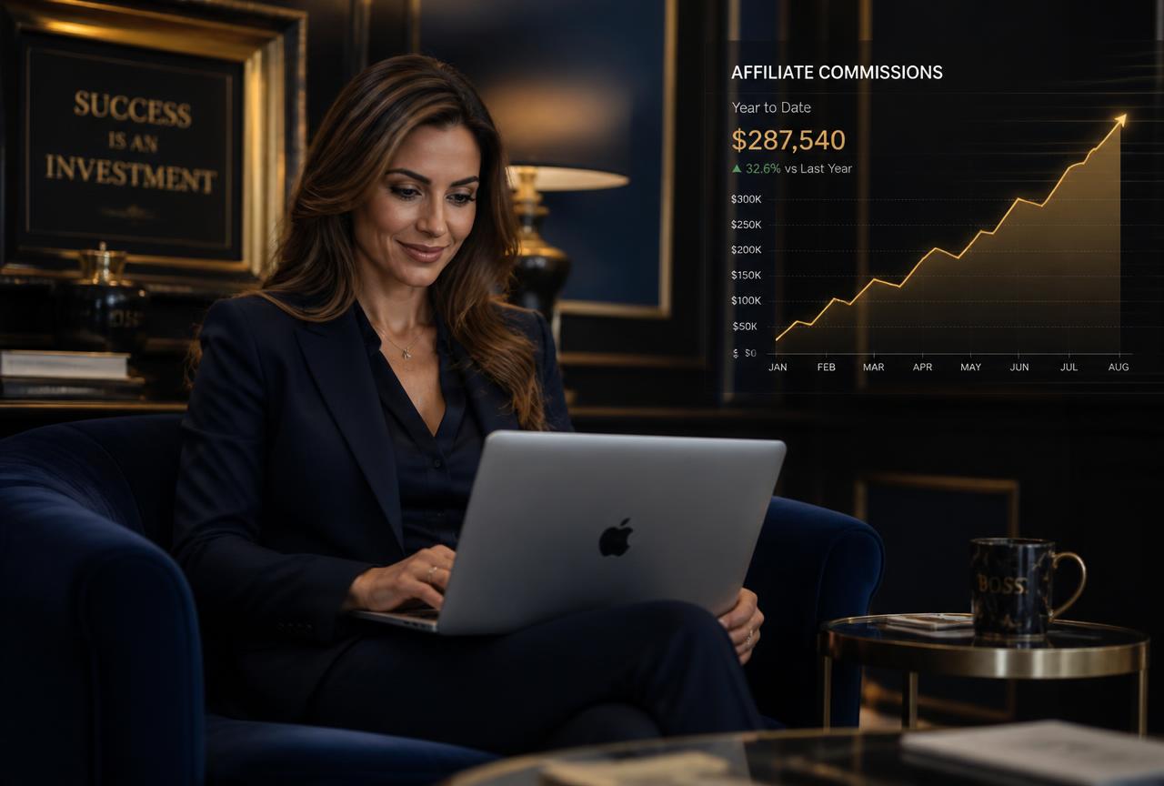 Investor reviewing rising affiliate marketing commission payouts